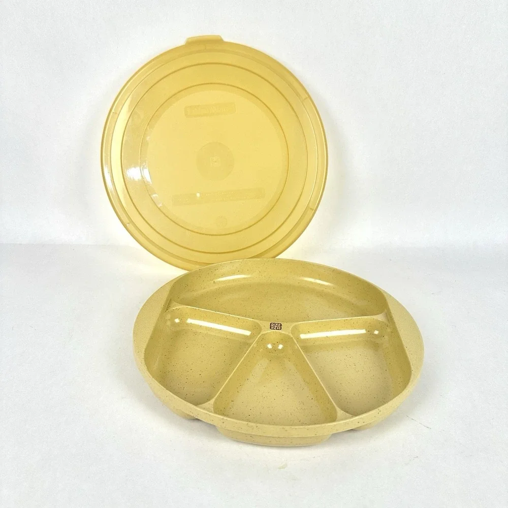 Vintage LittonWare Divided Microwave Plate 9 Inches Lids Dish Ovenware